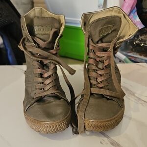 Levi's Men's Olive Green High-Top Canvas Lace-Up Boots Size 8.5